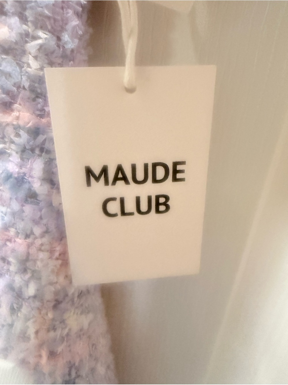 Maude Club Taylor Lavender Tweed Mini Dress with Gold Buttons Size S NWT - Picture 4 of 5